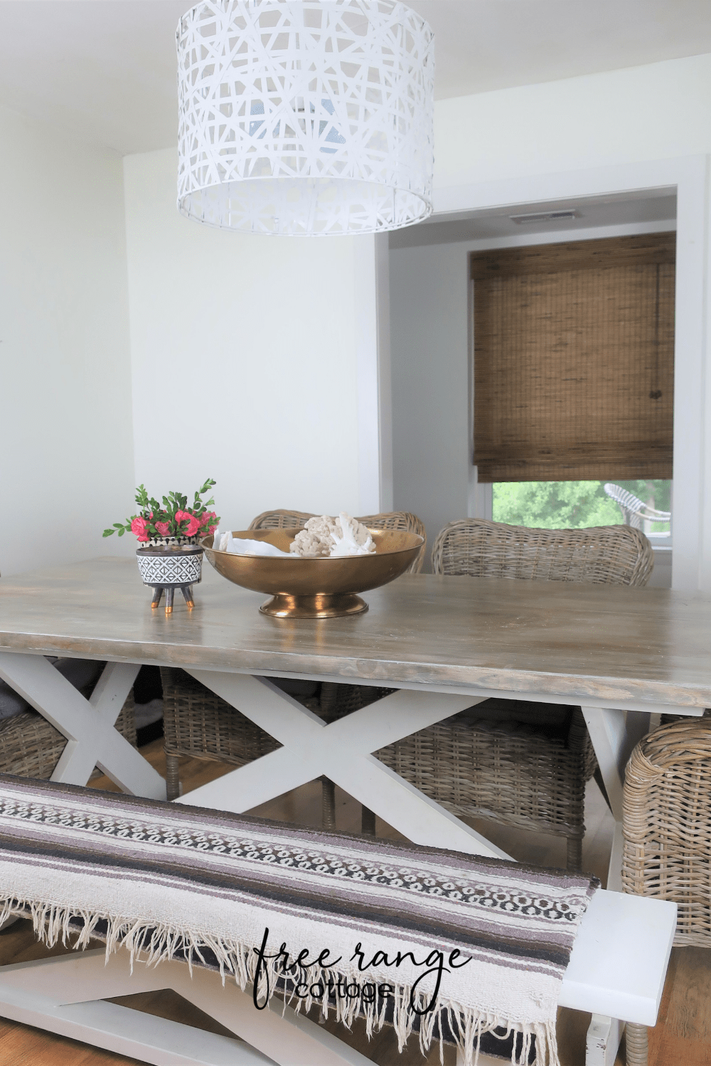 Farmhouse style dining table and bench