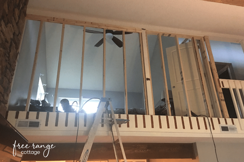 Loft wall built with railing removed