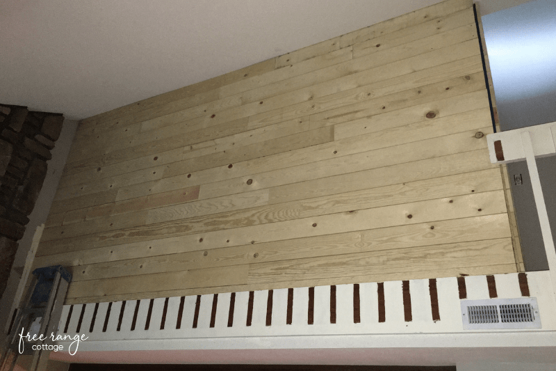 Shiplap added to exterior of loft wall