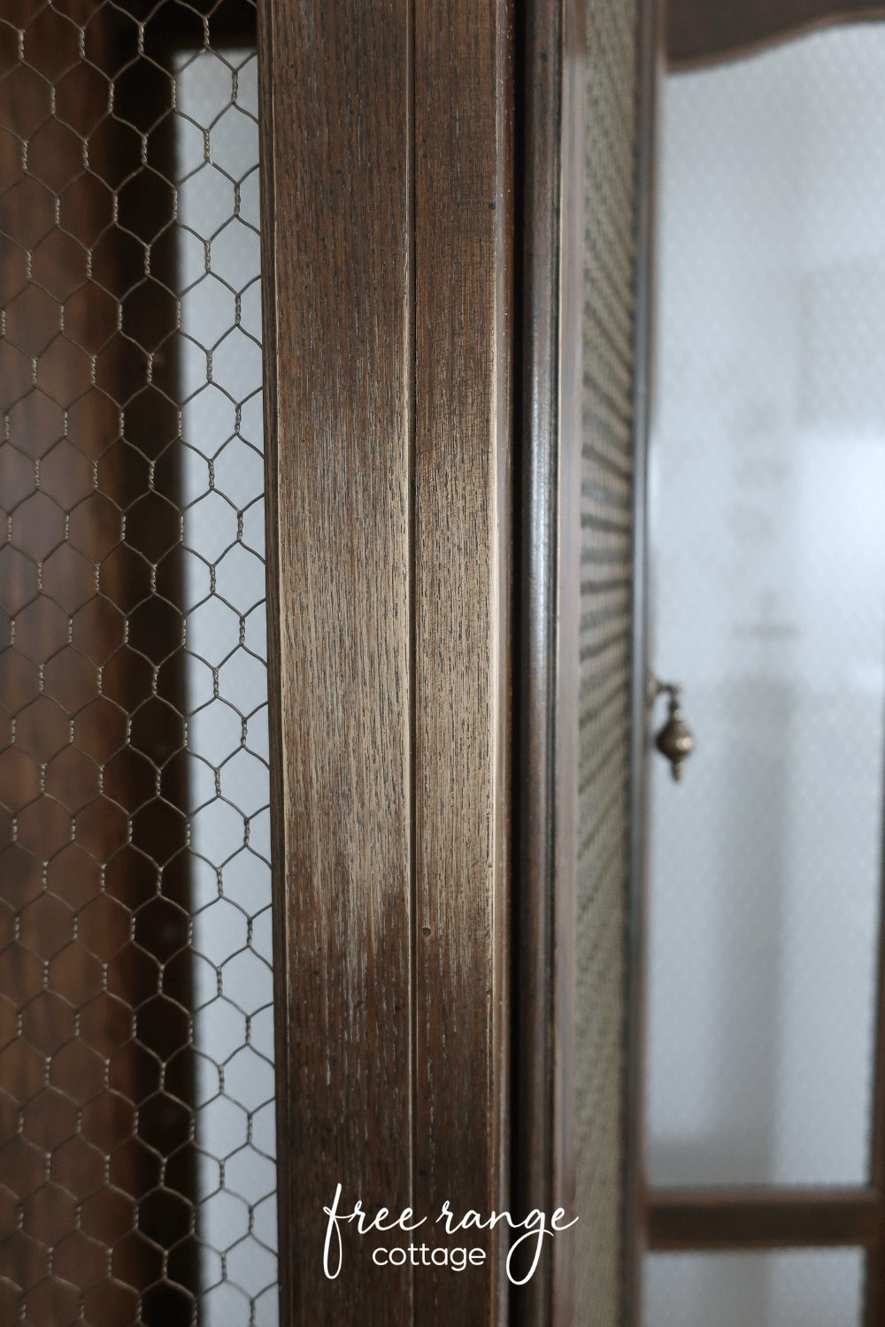 Dining room cabinet with chicken wire