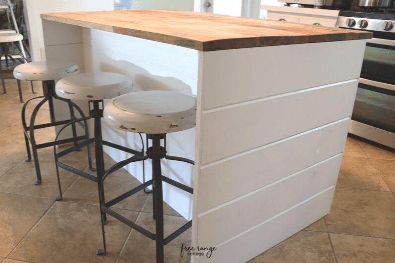 DIY shiplap kitchen island