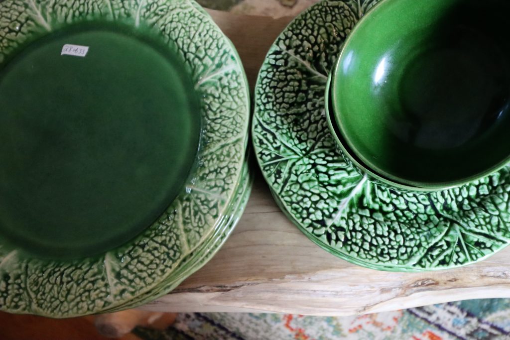 Green vintage dishes