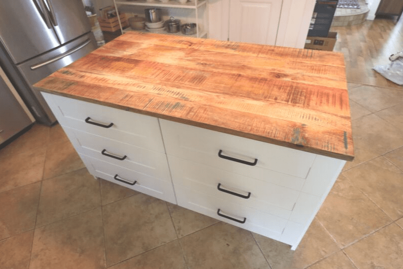 Ikea DIY Kitchen Island with Thrifted Counter Top!