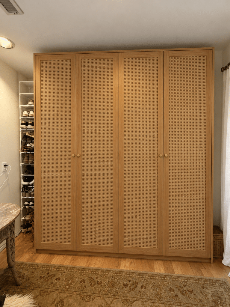IKEA pax wardrobe with cane doors
