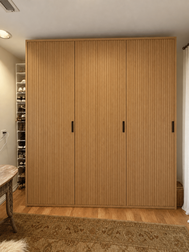 IKEA pax wardrobe with reeded doors